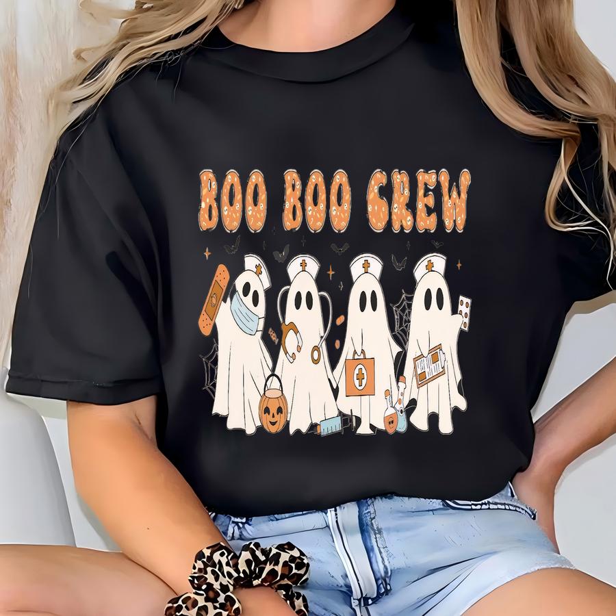 Boo Boo Crew Sweatshirt, Halloween Nurse Hoodie, Cute Ghost Nurse Halloween Sweatshirt, Spooky Nurse Shirt T-shirt