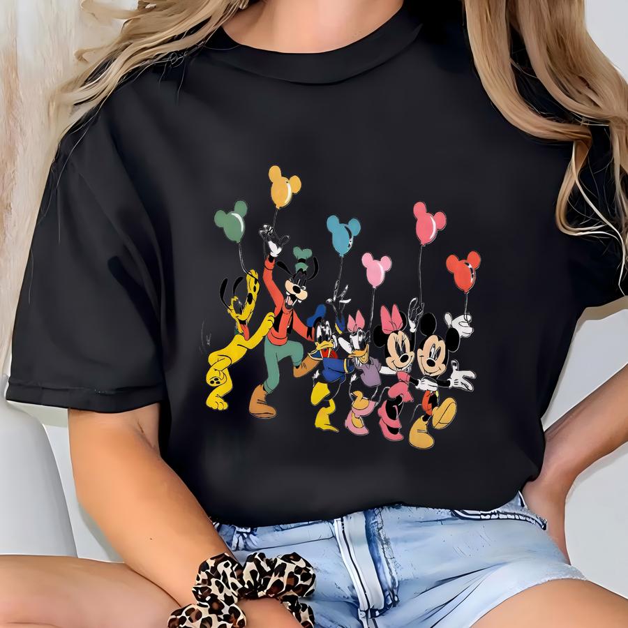 And Friends Shirt, Balloon Tee, Vintage Characters Shirt, Mouse Head Tee, Family Trip Matching Tee T-shirt