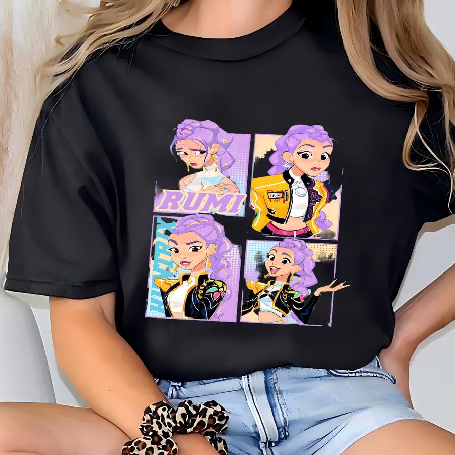 Rumi Huntrix Kpop Demon Hunters Shirt,rumi Mira Zoey Shirt,saja Girls Graphic Tee,saja Boys Shirt,demon Hunters Merch,kpdh Shirt,huntrix Tee T-shirt