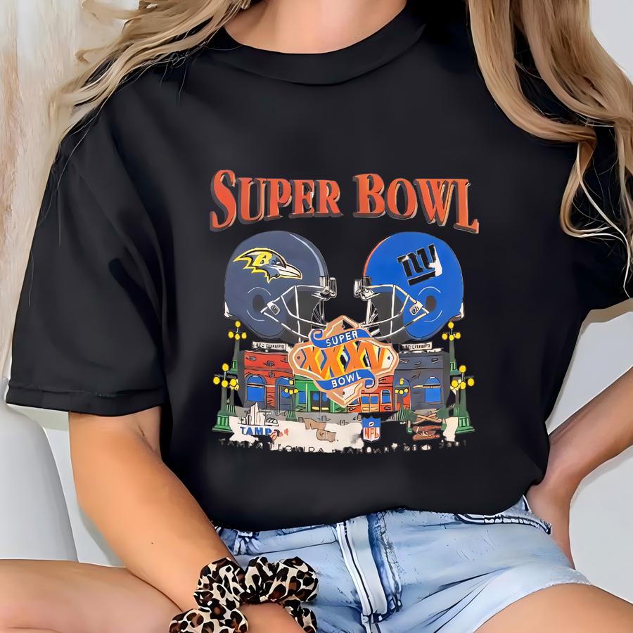 Vintage Super Bowl Xxxv 2001 T Shirt Tee Size Xtra Large Xl Football New York Giants Tampa Bay Florida Ray Lewis 00s T-shirt