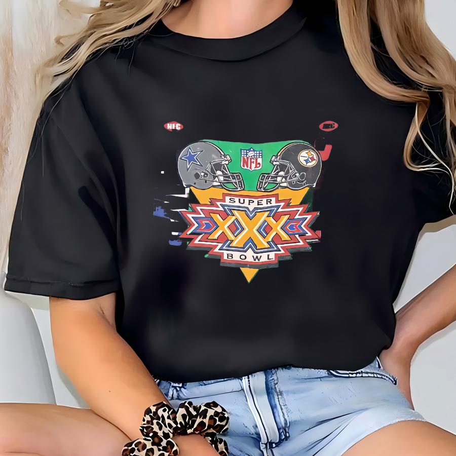 Vintage Super Bowl Xxx T Shirt Tee Made Usa Size Xtra Large Xl Cowboys Vs Pittsburgh Steelers 1996 Football 1990s 90s T-shirt