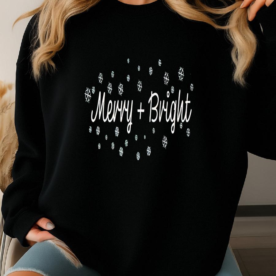Merry Bright Crewneck Sweatshirt: Cozy Unisex Holiday Apparel Sweatshirt