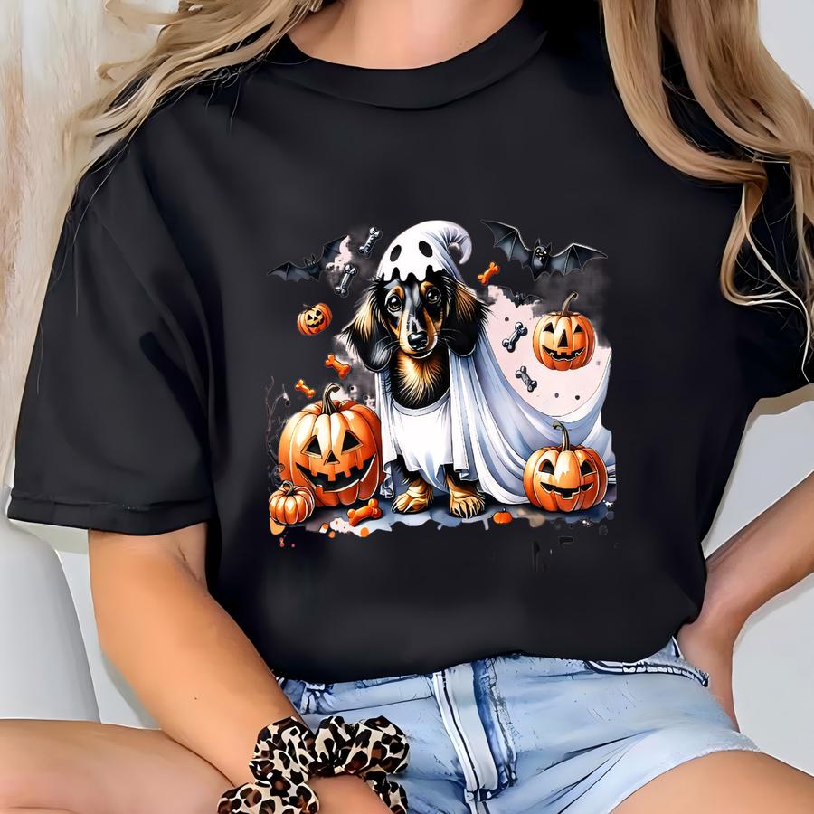 Dachshund Halloween Sweatshirt, Striped Shirt, Dog Lover Gift T-shirt