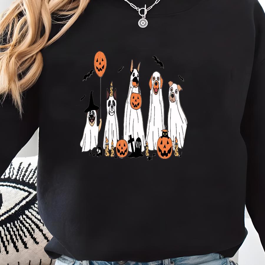 Halloween Dog Hoodie, Ghost Dog Hoodie, Сute Ghost Dog Hoodie, Halloween Hoodie Women, Dog Lover Gift, Spooky Season Hoodie, Dog Tee Hoodie Sweatshirt