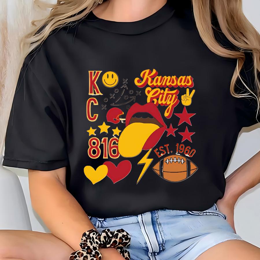 Toddler Kansas City Sweatshirt, Kids Kc Football Sweatshirt, Youth Kansas City Football Shirt, Kansas City Gift, Retro Kansas City Crewneck T-shirt