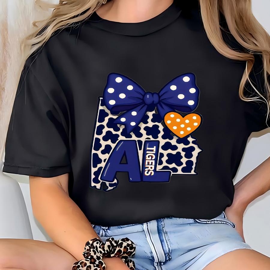 Blue And Orange State Of Distressed Hoodie  ® Shirt Retro Style Coquette Bow Tee Game Day T-shirt