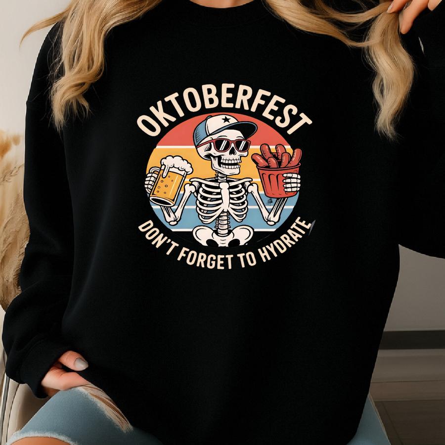 Funny Skeleton Oktoberfest Shirt, Beer Lover Cheers Tee, German Drinking Team Shirt, Beer Festival T-shirt, Oktoberfest Gift Sweatshirt