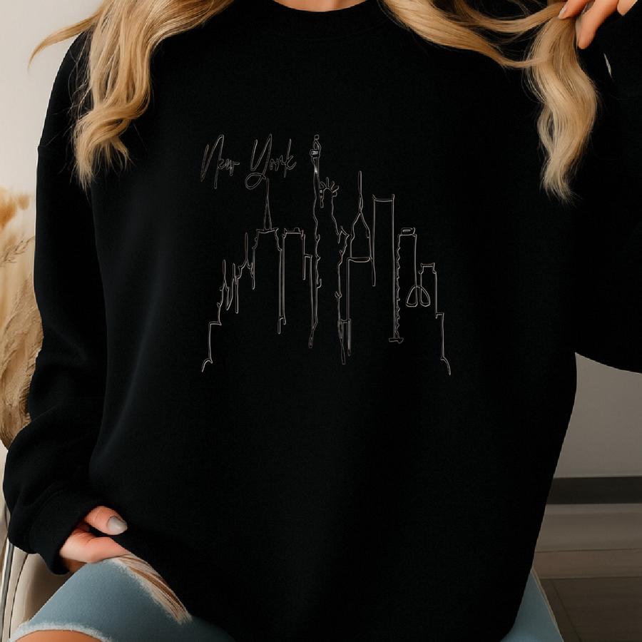 New York Skyline Sweatshirt, New York City Travel Gift, New York Souvenir, New York Crewneck, Nyc Travel Outfit, Nyc Lover Sweatshirt Sweatshirt