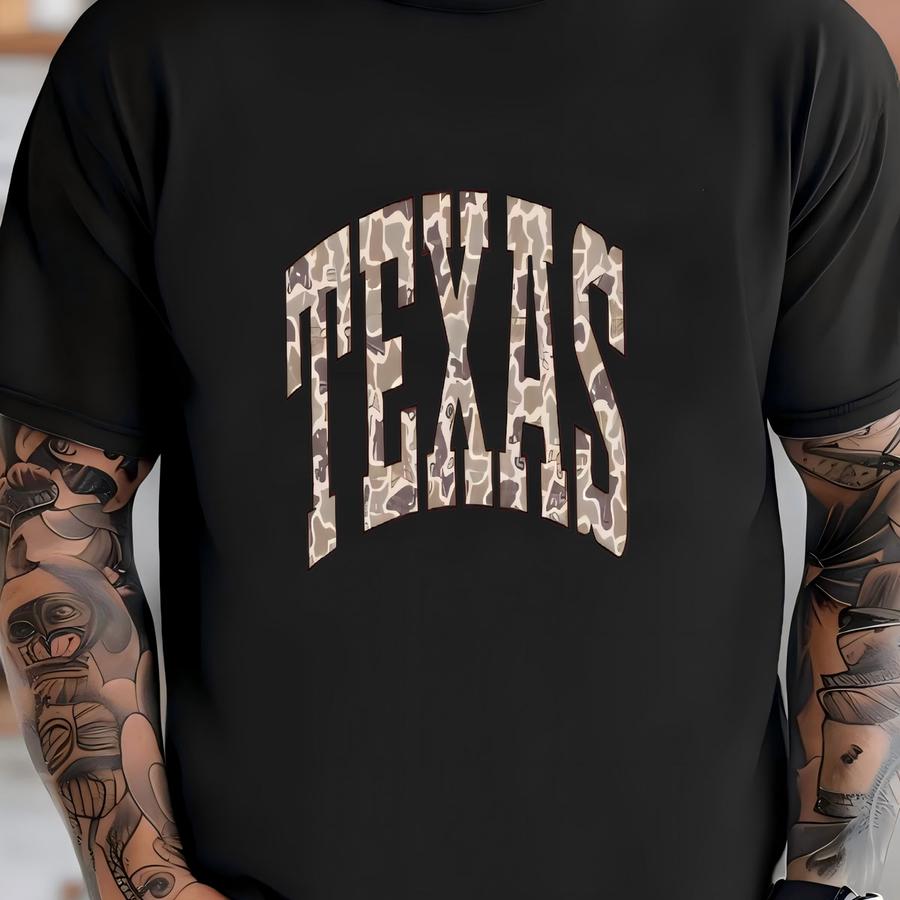 Distressed Camo Texas Hoodie T-shirt