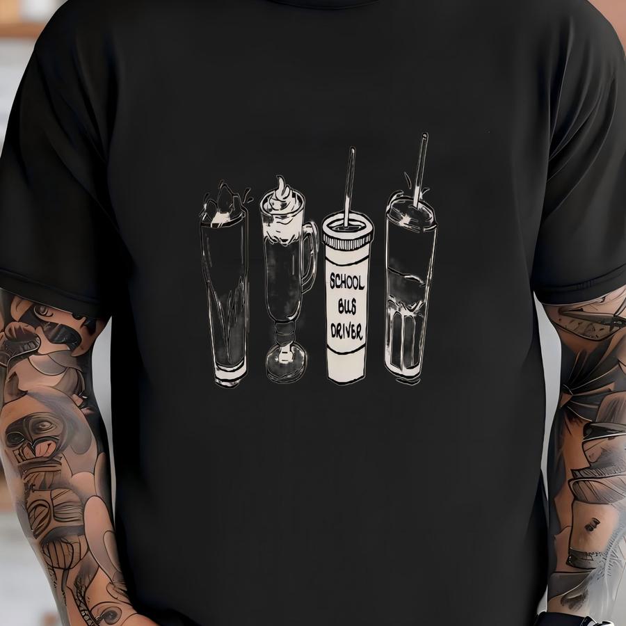 School Bus Driver Sweatshirt, Coffee Lover Bus Driver Sweatshirt, School Bus Driver Crewneck, Bus Driver Fuel Top, Bus Driver Work Outfit T-shirt