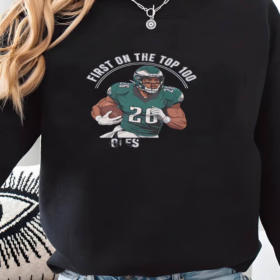 First On The Top 100 Football Legends Personalized Shirt, Saquon Supporters Tribute Graphic Tee, Custom Gift For Football Fans Unisex Tshirt Sweatshirt