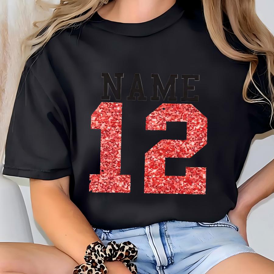 Custom Glitter-effect Football Mascot Sweatshirt For Football Moms, Personalized Football Team Hoodie, Football Jersey Name And Number T-shirt