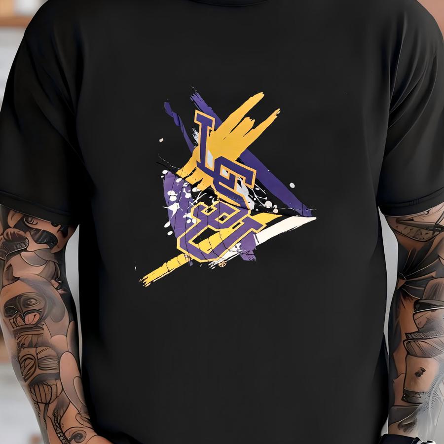 Vintage Louisiana Tigers Fitted Hat Cap 90s Ncaa Black Paint Splatter Retro T-shirt