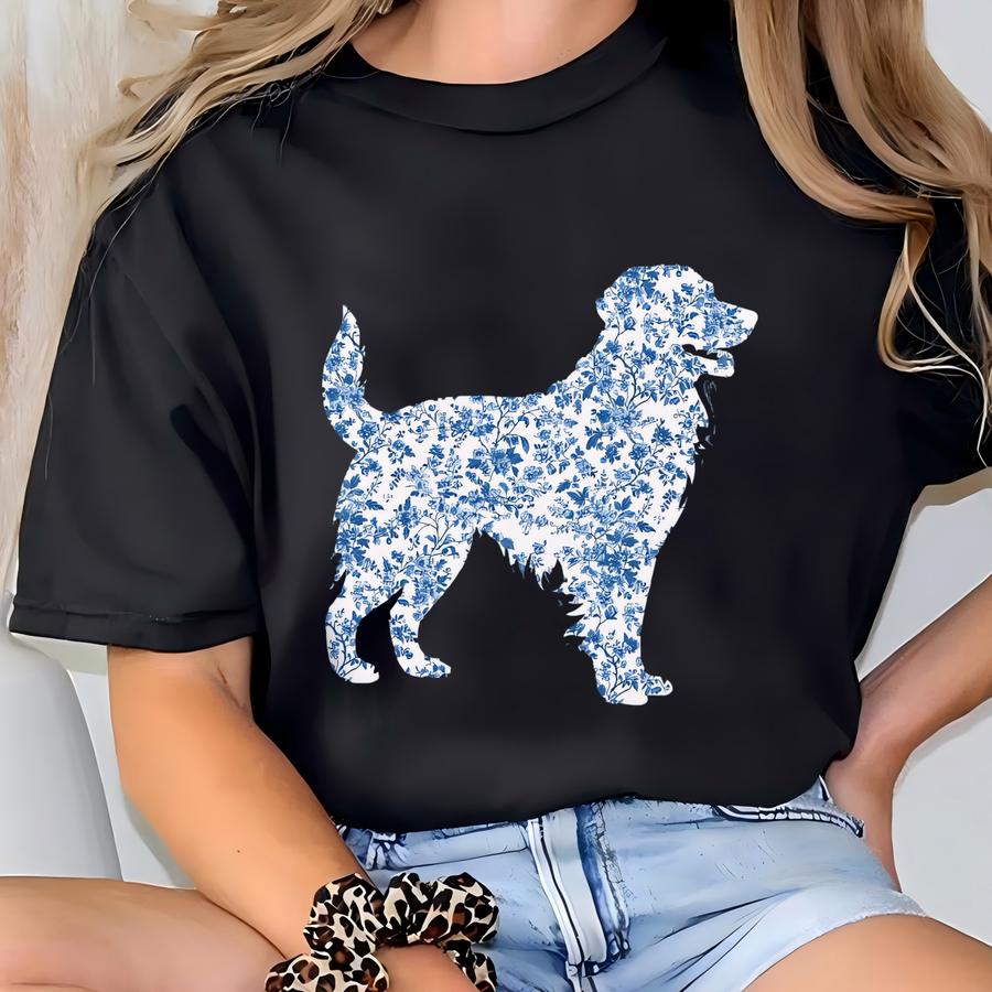 Toile Floral Golden Retriever Sweatshirt, English Retriever Sweater, cute Gift For Golden Retriever Mama, Golden Mom Sweater T-shirt