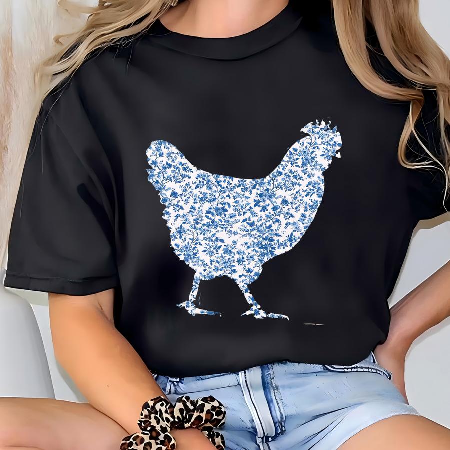 ® Toile Floral Chicken Sweatshirt, Chicken Lover Gift For Chicken Lady, Farm Gifts, Chicken Mom Sweater, Cute Chicken Sweaters T-shirt