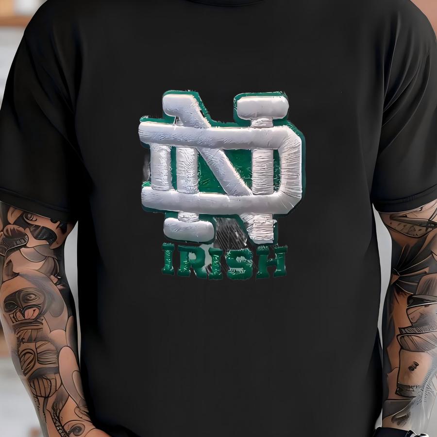 Vtg Fitted Hat Cap Y2k Green Nd Fighting Irish Retro Flat Bill Ncaa T-shirt