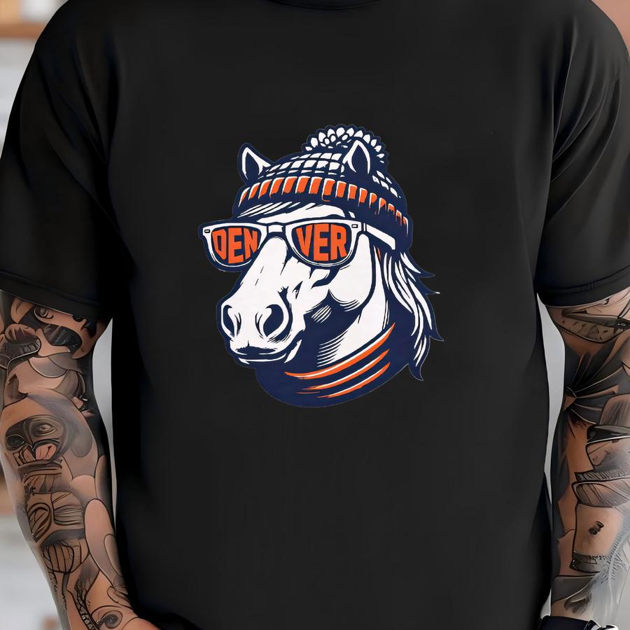 Denver Football Unisex Apparel, Mens Womens Hoodies/crewneck Sweatshirts/hoodies, Gift For Sports Fan, Game Day Outfit, Mascot Glasses T-shirt