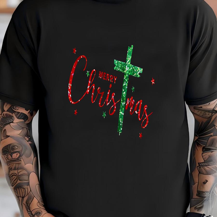Christian Christmas Sweatshirt, Merry Christmas Cross Shirt, Christmas Faith Sweater,christmas Jesus Sweatshirt,christmas Gift For Christian T-shirt