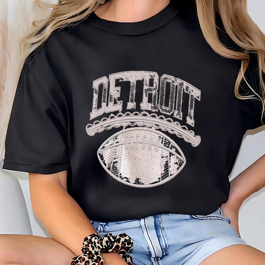 Detroit Faux  Tshirt, Detroit Football Vintage Style Hoodie,detroit Football Tee, Detroit Sweater,sunday Football T-shirt
