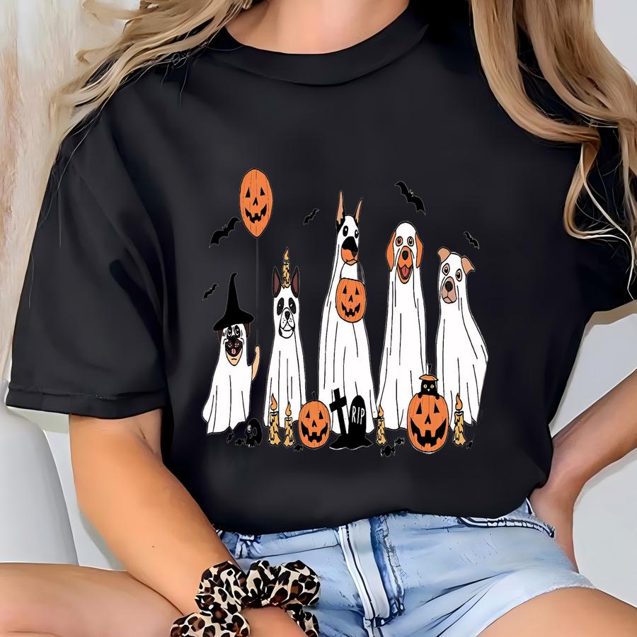 Halloween Dog Hoodie, Ghost Dog Hoodie, Сute Ghost Dog Hoodie, Halloween Hoodie Women, Dog Lover Gift, Spooky Season Hoodie, Dog Tee Hoodie T-shirt