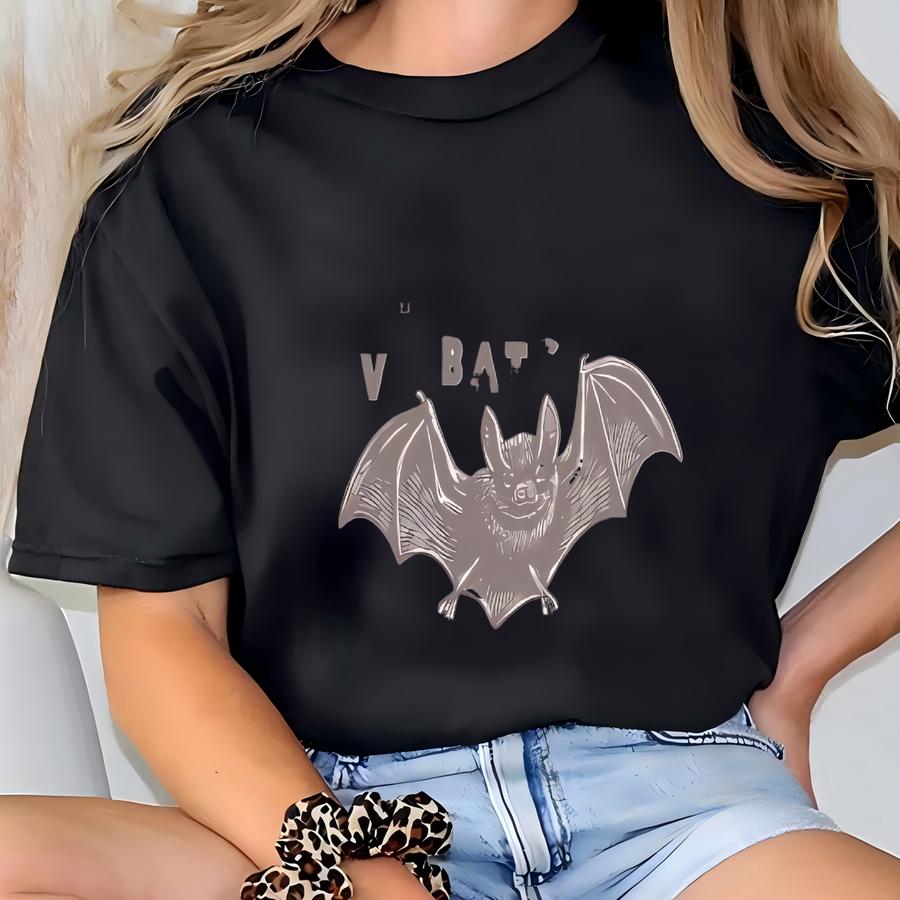 Bat Hoodie Halloween Shirt Spooky Season Tee Gothic Animal Lover Shirt T-shirt