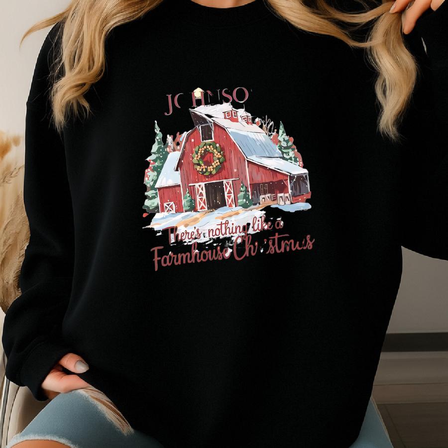 Custom Family Christmas Red Barn Christmas Mom Dad Sister Brother Baby Tshirt Matching Holiday Shirts Sweatshirt Sweatshirt