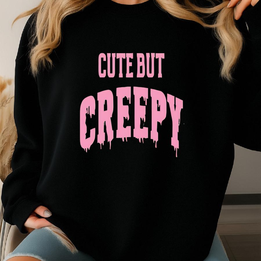 Cute But Creepy Graphic T Shirt Pink Aesthetic Scary Halloween Tee Spooky Kawaii Pastel Gothic Creepy Cute Shirt Fun Gift Idea Sweatshirt
