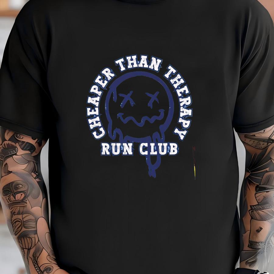 Cheaper Than Therapy Run Club Shirt, , Runner Gift, Marathon Shirt, Running Clothes, Funny Running Shirt, Marathon Pump Cover T-shirt
