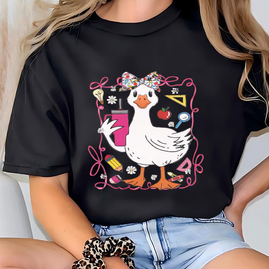Cute Goose Teacher Tee, Teacher Gift, Funny Teacher Shirt, Back To School Gift, Unisex Graphic Tee T-shirt