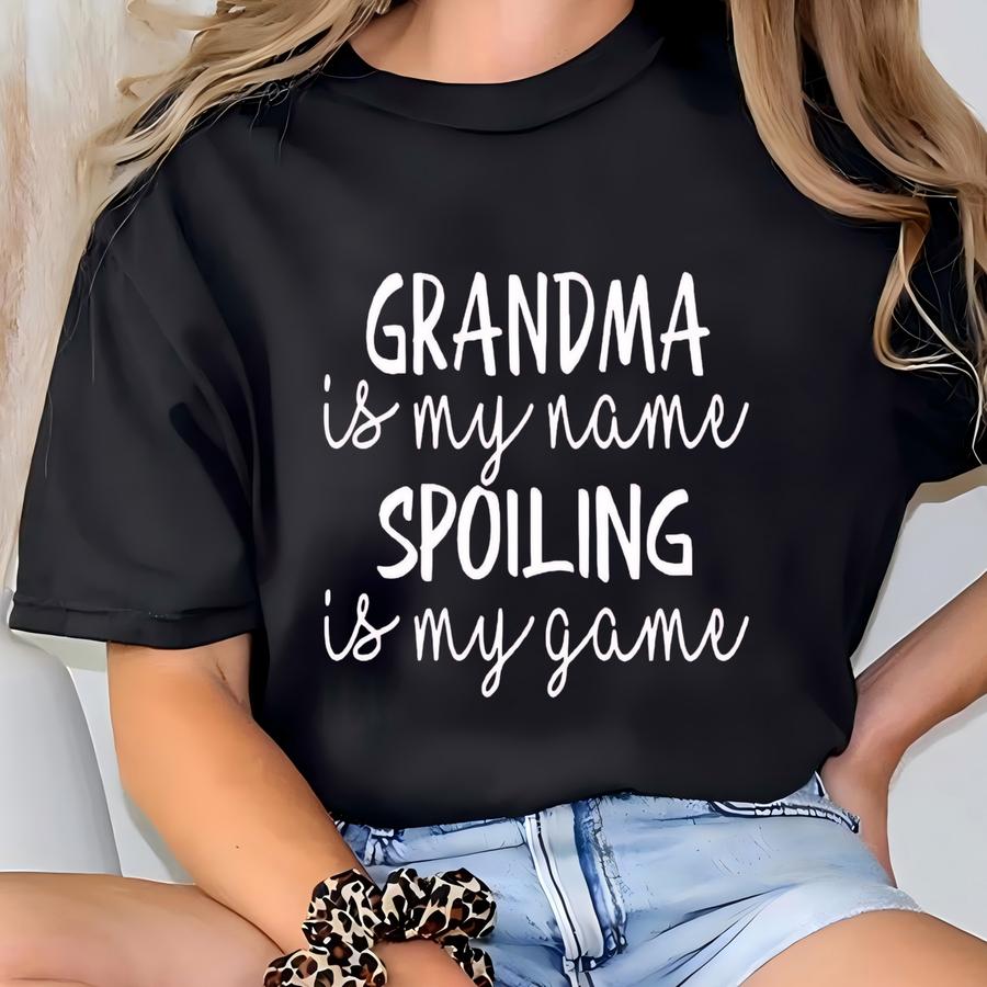Custom Grandma Hoodie: Spoiling Is My Game, Personalized Nana Gift T-shirt
