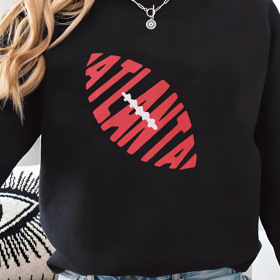 Atlanta Football T-shirt, Retro Black Red Atlanta Sports Fan Game Day Graphic Tee Sweatshirt