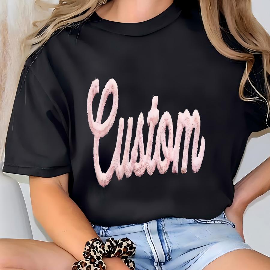 Custom Chenille Letter Sweatshirt, Team Spirit Shirt, Sports Mom Fuzzy Letter Pullover, Teacher Gift, School Event Shirt T-shirt