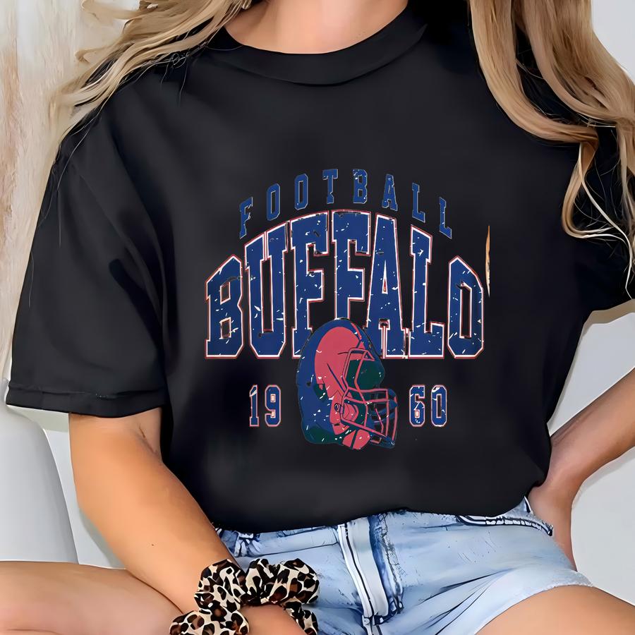 Buffalo Football Shirt, Retro Helmet Graphic Tee, Vintage 80s Style Top, Classic Game Day Outfit, Fan Apparel T-shirt