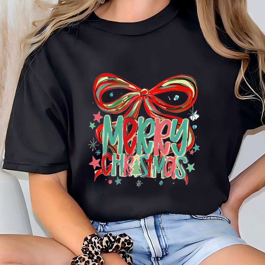 Coquette Christmas Sweatshirt, Preppy Holiday Sweater, Christmas Brushstroke Sweatshirt, Christmas Festive Hoodie, Christmas Tree Hoodie T-shirt