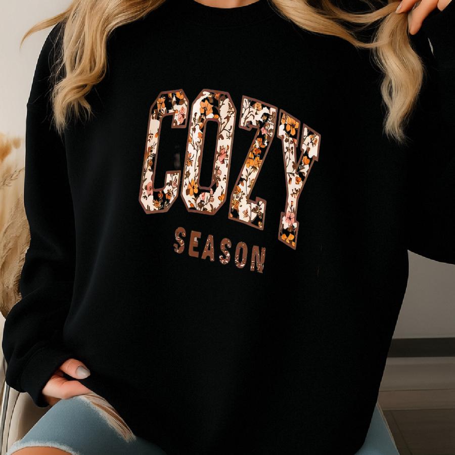 Sweater Weather Crewneck Cozy Season Sweatshirt Just A Girl Who Loves Fall Floral Autumn Sweater Hygge Aesthetic Fall Vibes Cozy Gift Sweatshirt