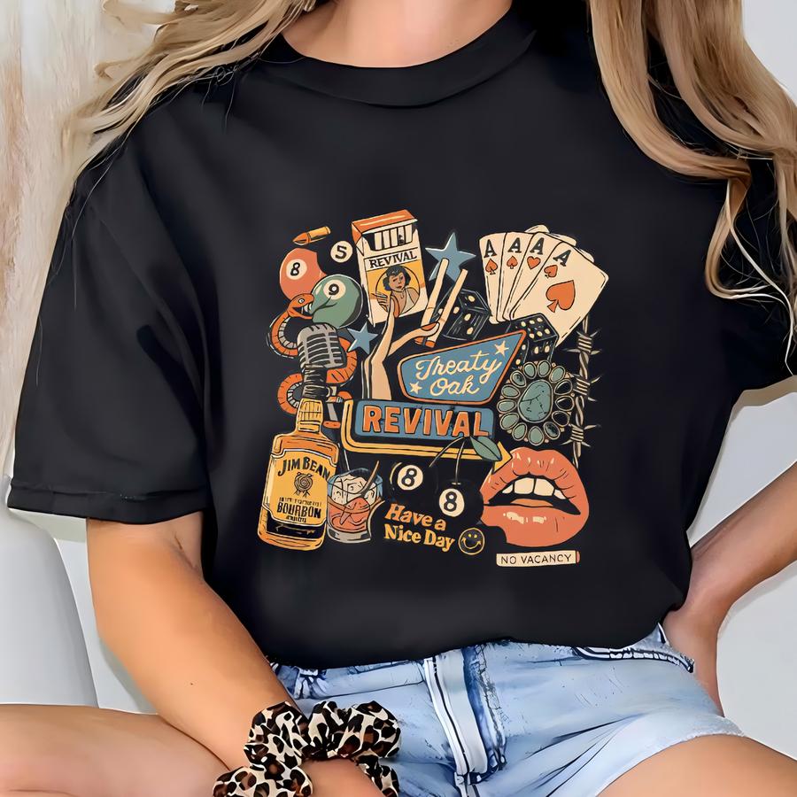 ® Treaty Oak Revival Hoodie, Retro Western Cowboy Graphic Shirt, Vintage Country Music Tee T-shirt