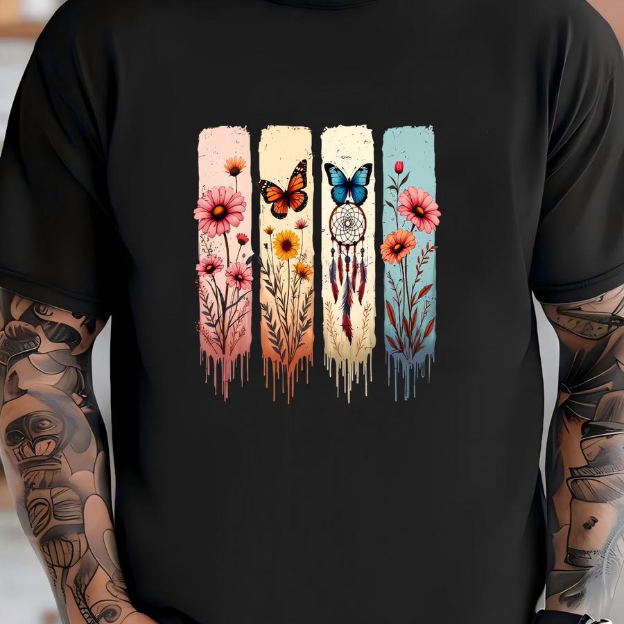 ® Vintage Pressed Flowers Shirt Botanical Floral Butterfly Tshirt Boho Wildflowers Floral T Shirt Gift For Gardener T-shirt