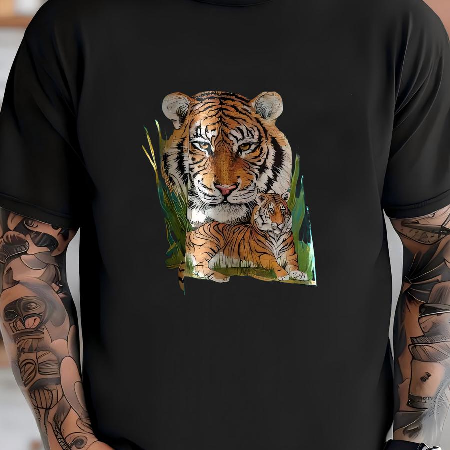 Vintage 2000’s Y2k Minimalist Outdoor Tiger Blue Graphic Tee Shirt - Large T-shirt