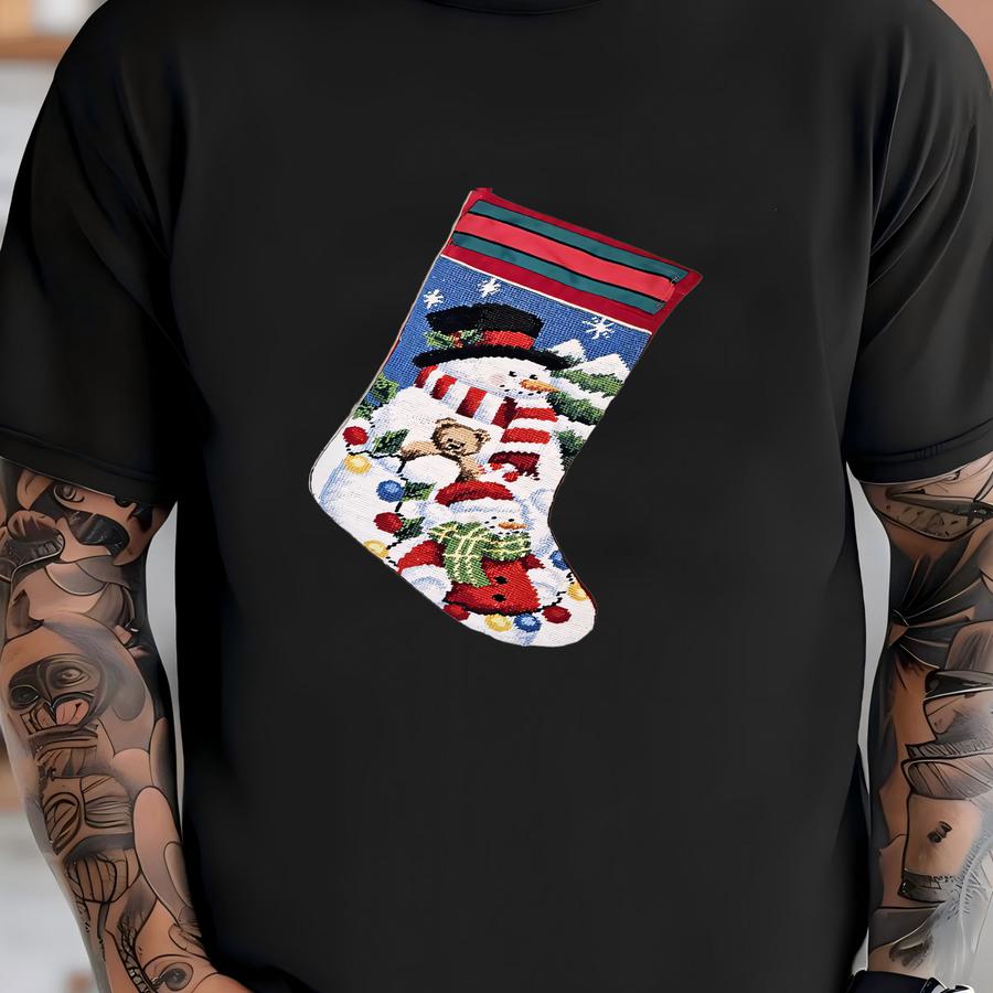Snowman Christmas Stocking Y - Old Fashioned Christmas Stocking W/ Snowman T-shirt