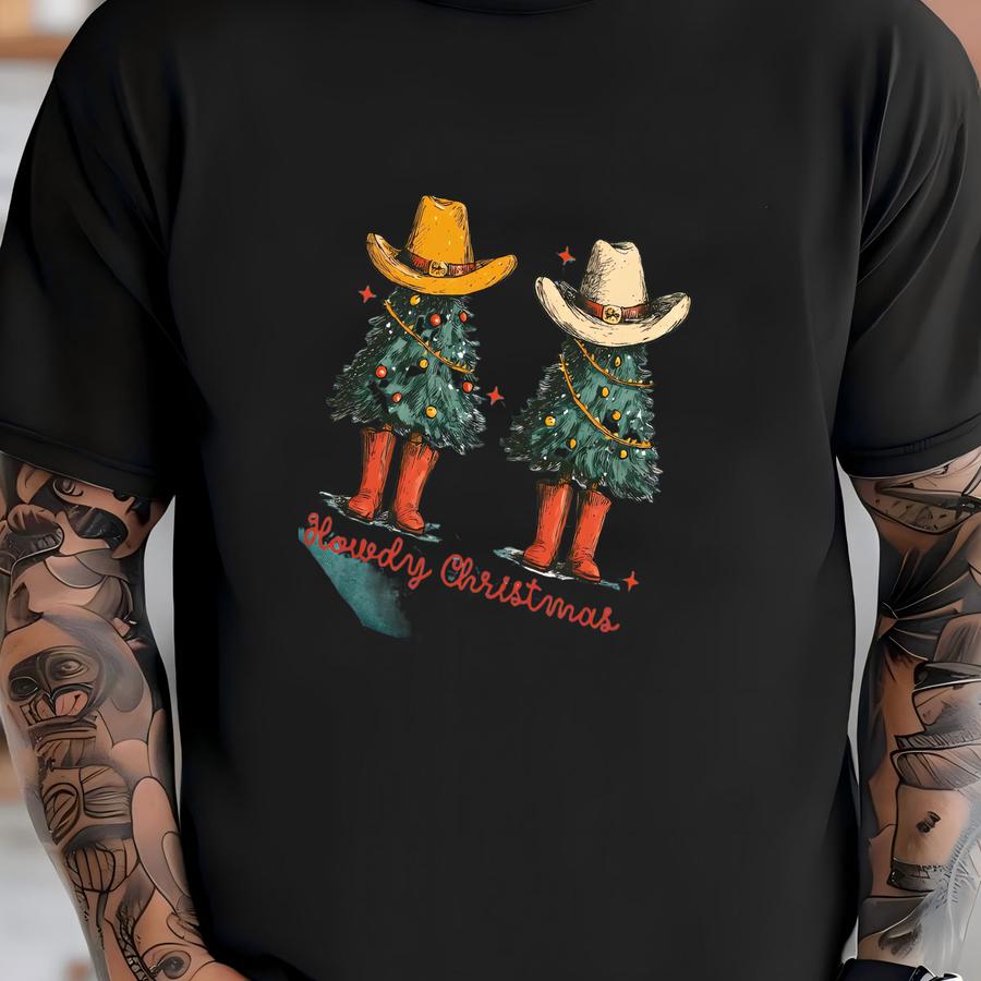 ® Country Christmas Tee | Howdy Christmas Western Sweatshirt | Vintage Grunge Rodeo Xmas Apparel Gift | Cowboy Boots Shirt T-shirt