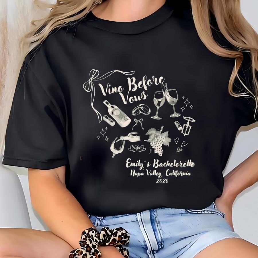 Vino Before Vows ® Shirt, Bachelorette Party Tee, Wine Club Bride Tribe Shirt T-shirt