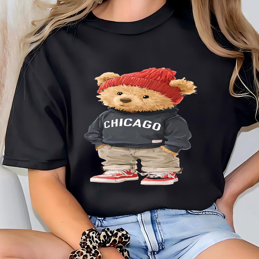 Chicago Teddy Bear Graphic Tee Or Sweatshirt: Retro Streetwear T-shirt