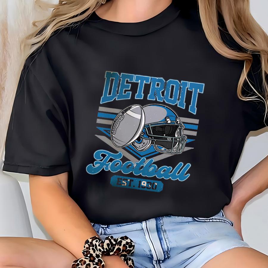 Vintage Detroit Football Shirt For Men, Women And Kids, Unisex Retro Sports Top, Classic Game Day Outfit, Fan Apparel, Gift Tee T-shirt