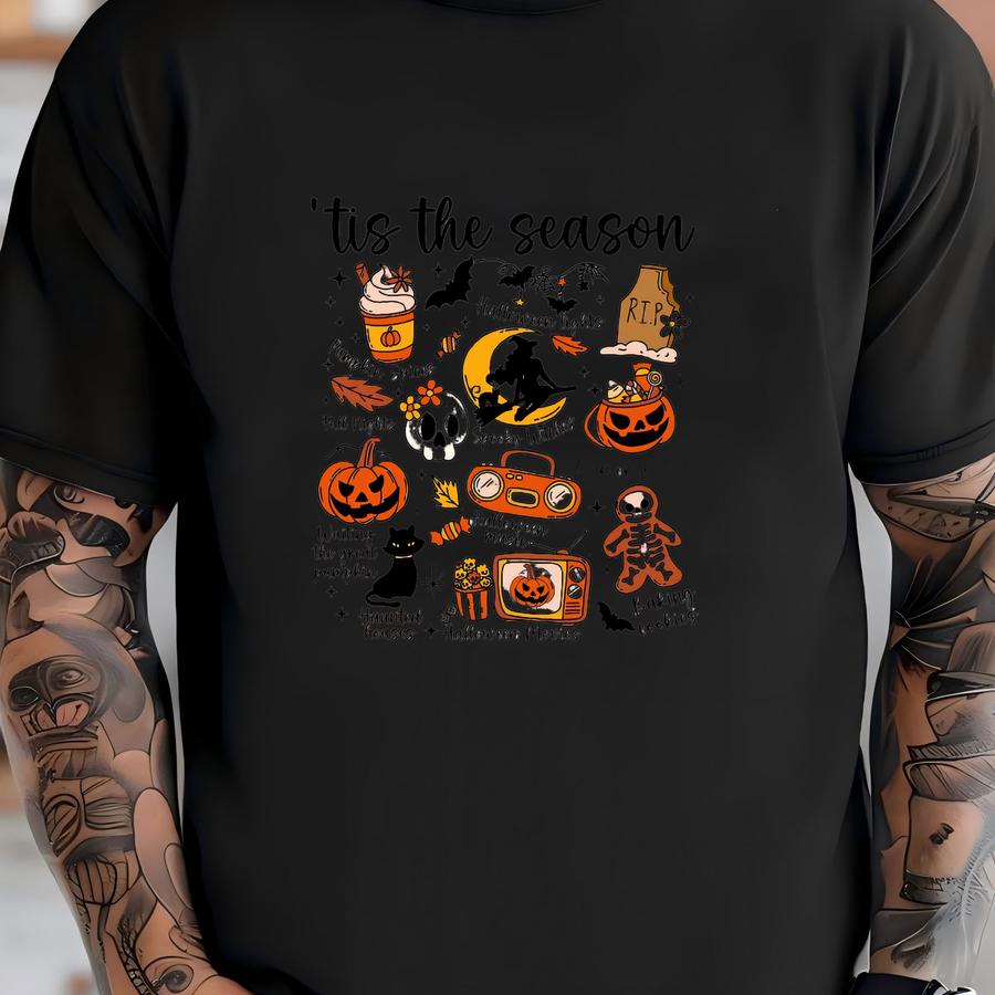 ® Shirt, Tis The Season Shirt, Halloween Party, Retro Halloween Tee, Baking Cookies, Halloween Music, Spooky Witches, Pumpkin T-shirt