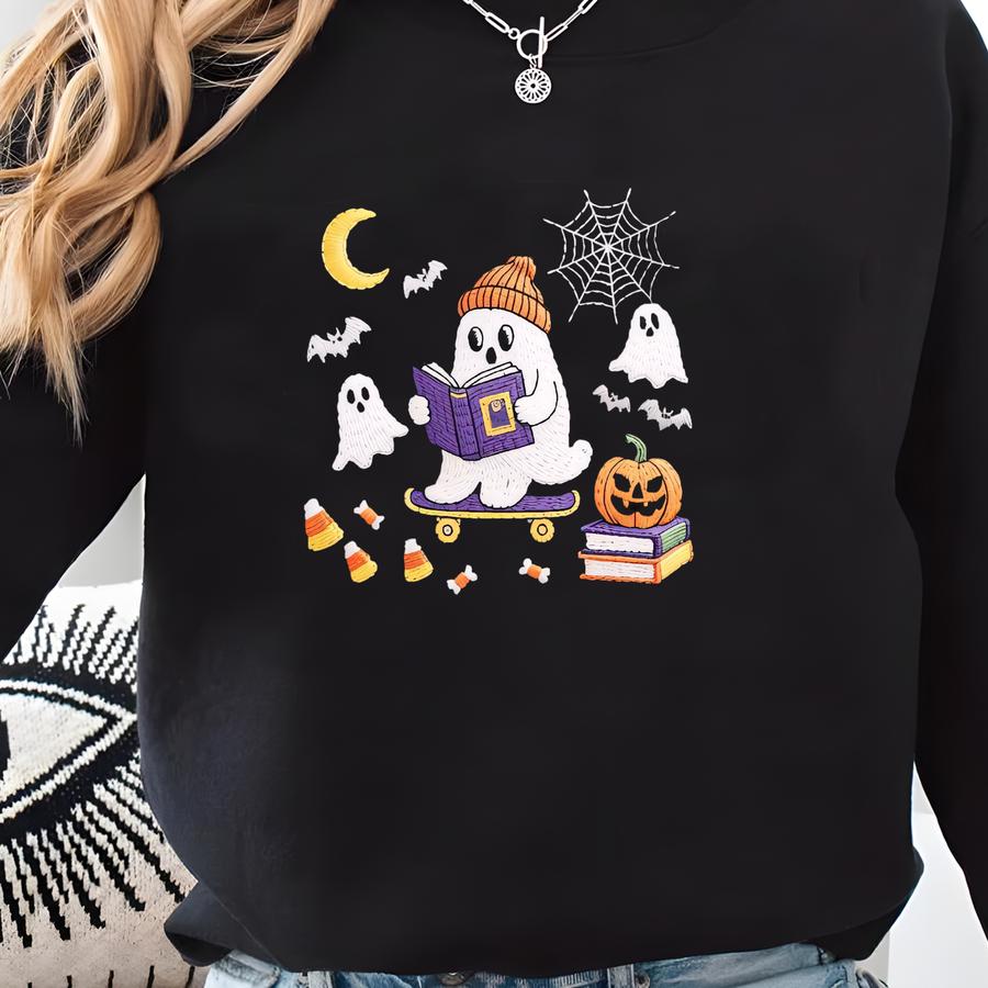 Funny Halloween Shirt,sweatshirt Or Hoodie With Cute Pumpkin And Bat Design Sweatshirt
