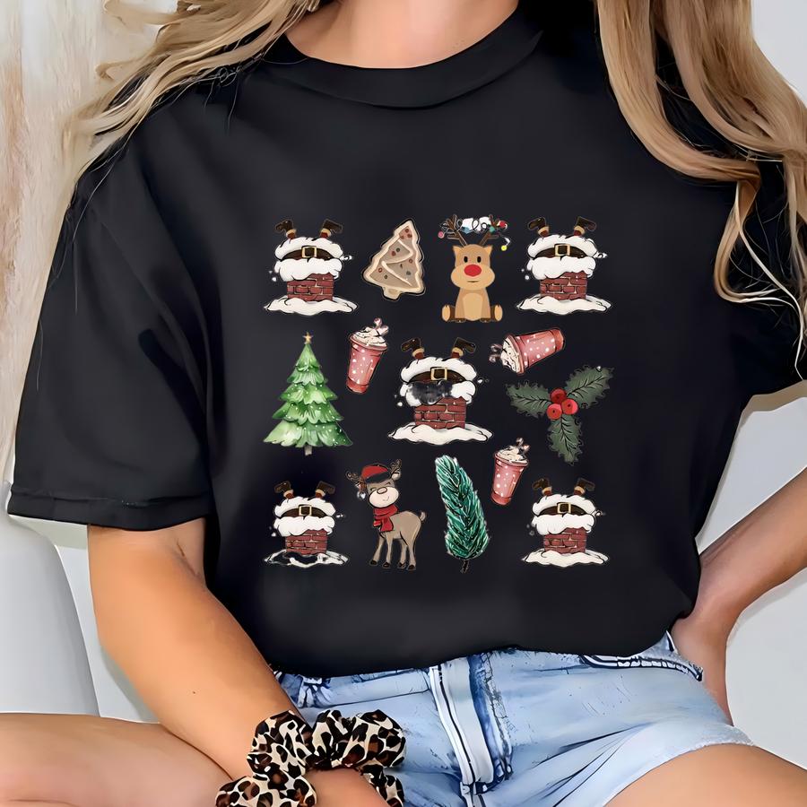 ® Christmas Doodles Shirt, Coquette Christmas Shirt, Merry Christmas Tee, Retro Christmas Shirt, Favorite Holiday Things Shirt T-shirt