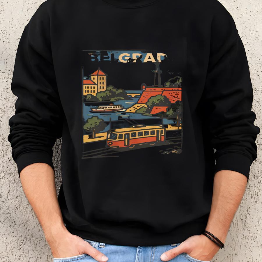 Belgrade T-shirt Unisex: Retro Serbia Tee Sweatshirt