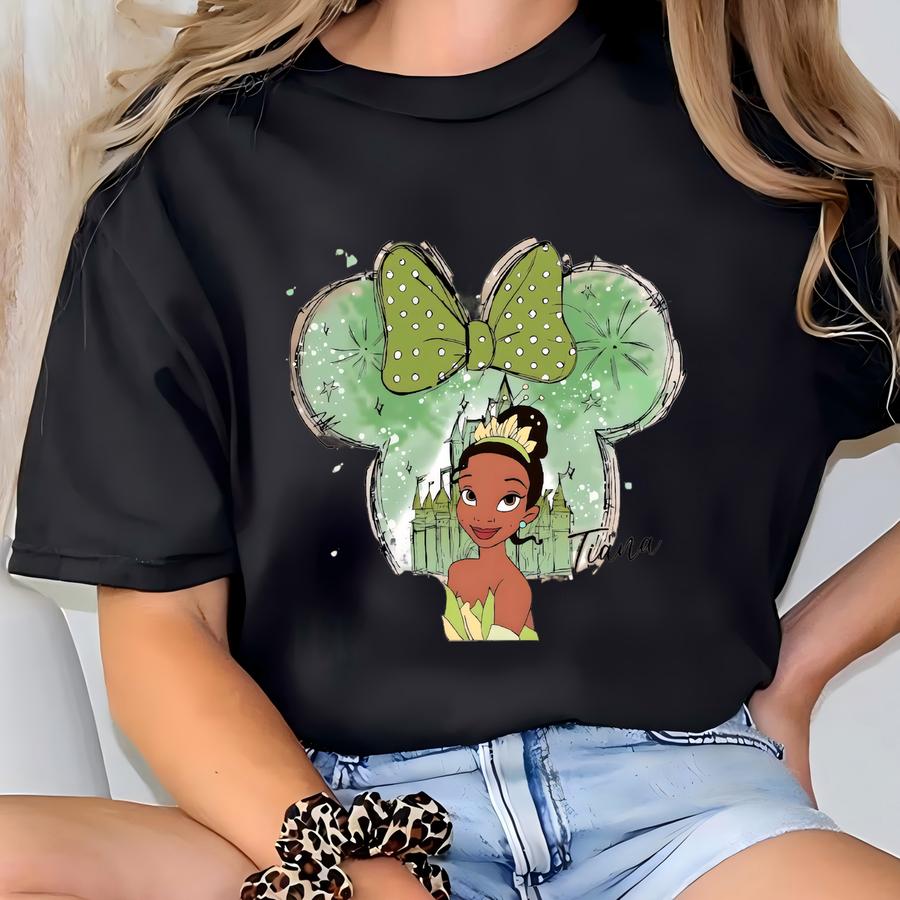 Princess Tiana Castle Sweatshirt, Character Shirt,princess Girl Shirt, Ears Tee,watercolor Princess,tiana Princess Shirt T-shirt