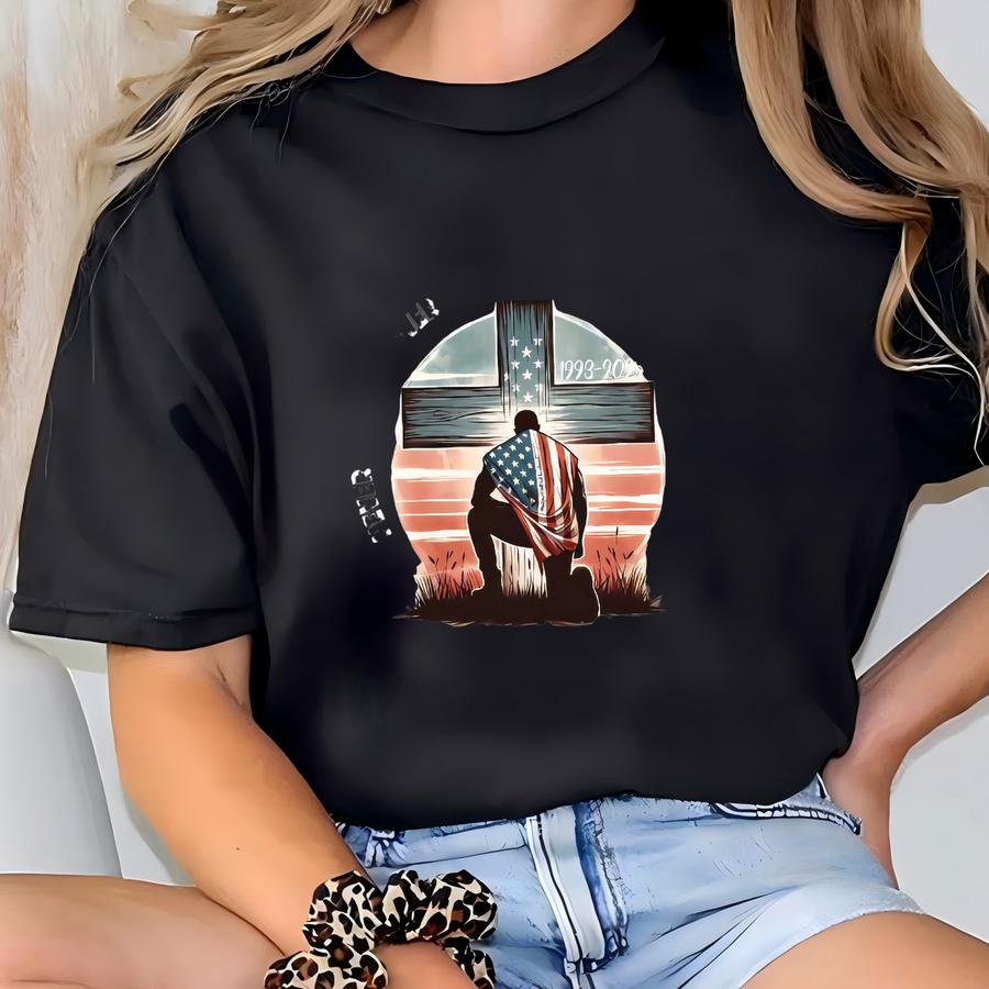 American Legend Tribute Shirt: Memorial With Cross And Flag T-shirt