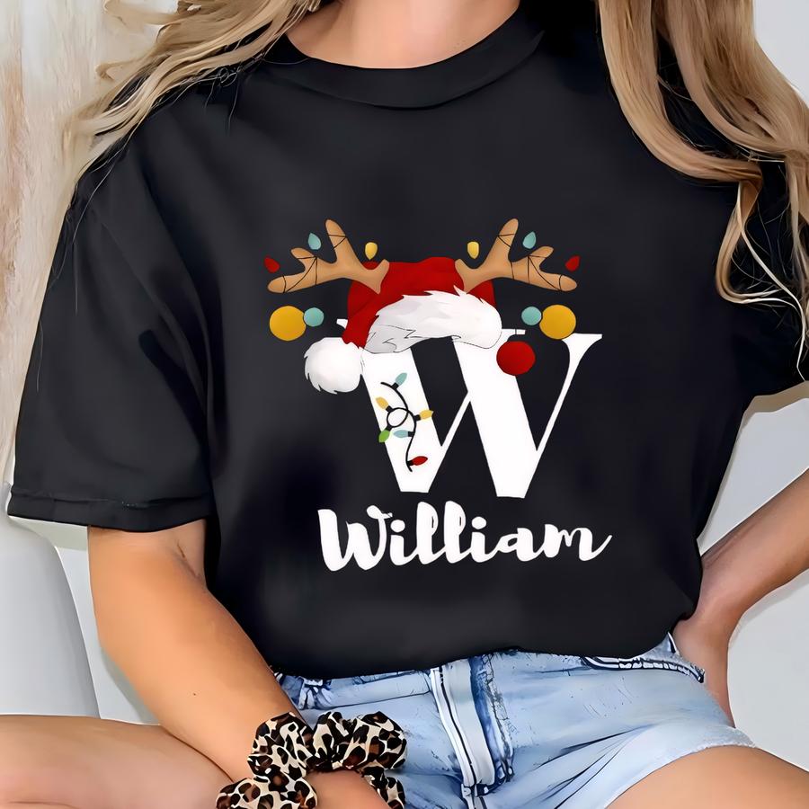 Custom Christmas Family Matching Shirt: Personalized Name Tee With Monogram Pjs Shirt T-shirt
